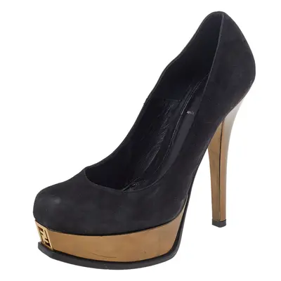 Fendi Black Leather Fendista Platform Pumps Size