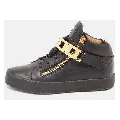 Giuseppe Zanotti Black Leather High Top Sneakers Size