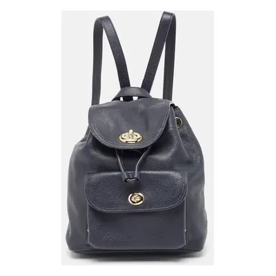 Coach Black Leather Mini Turnlock Rucksack Backpack