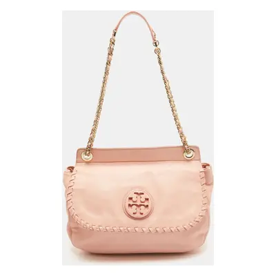 Tory Burch Peach Leather Marion Shoulder Bag