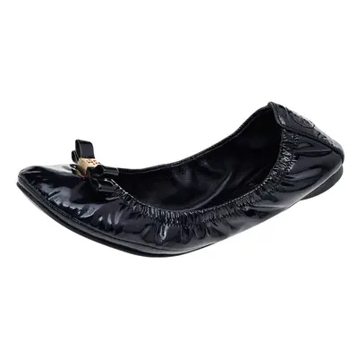 Tory Burch Black Patent Leather Scrunch Ballet Flats Size