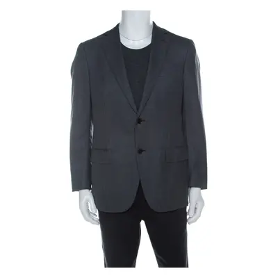 Ermenegildo Zegna Grey and Blue Pinstripe Wool Blazer