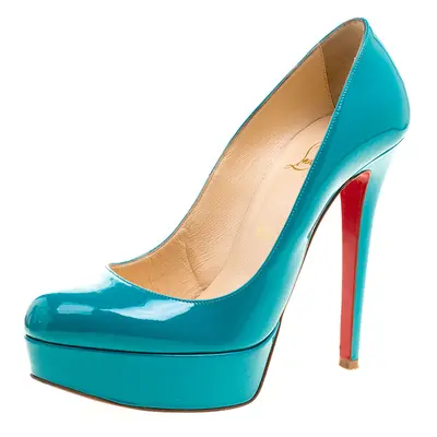 Christian Louboutin Green Patent Leather Bianca Platform Pumps Size 37.5