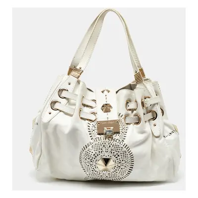 Jimmy Choo White Leather Studded Ramona Shoulder Bag