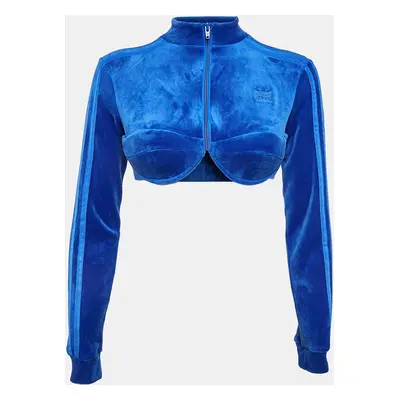 Adidas x Jeremy Scott Blue Velvor Crop Track Jacket