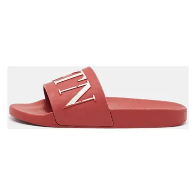 Valentino Red Rubber VLTN Slide Sandals Size