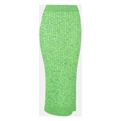 MM6 Maison Margiela Green Space Dyed Rib Knit Slit Detail Skirt