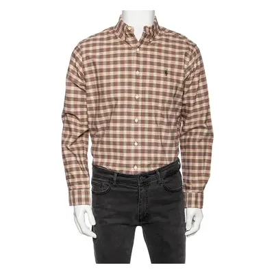 Ralph Lauren Beige Checkered Cotton Button Front Shirt