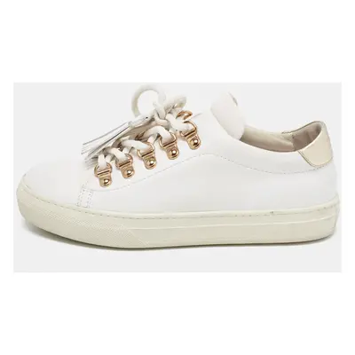 Tod's White Leather Tassel Lace Up Sneakers Size 34.5