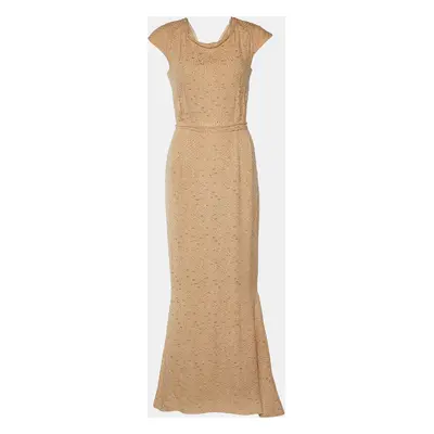 Fendi Light Orange Silk Fil Coupe Trail Gown