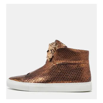 Versace Bronze Python Medusa Palazzo Slip On High Top Sneakers Size