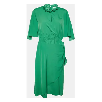 Sandro Green Chiffon Cut-Out Rebella Midi Dress