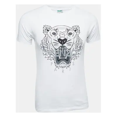 Kenzo White Logo Print Cotton Crew Neck Half Sleeve T-Shirt