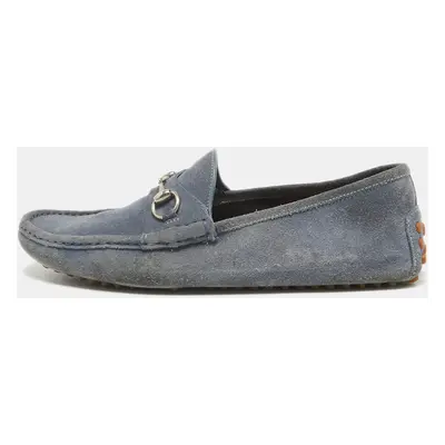 Gucci Blue Suede Slip On Loafers Size