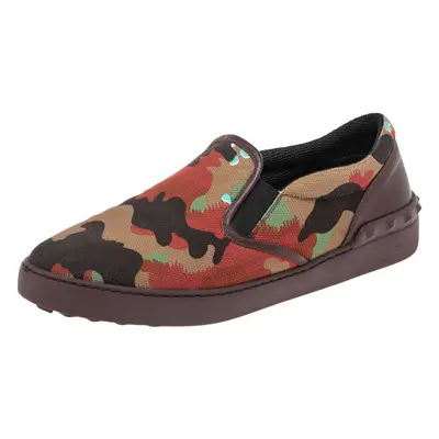 Valentino Multicolor Camouflage Print Canvas And Leather Rockstud Low Top Sneakers Size