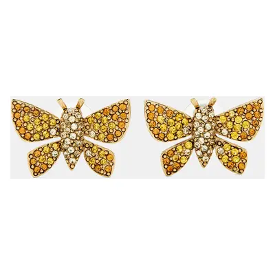 Oscar de la Renta Butterfly Crystal Gold Tone Earrings