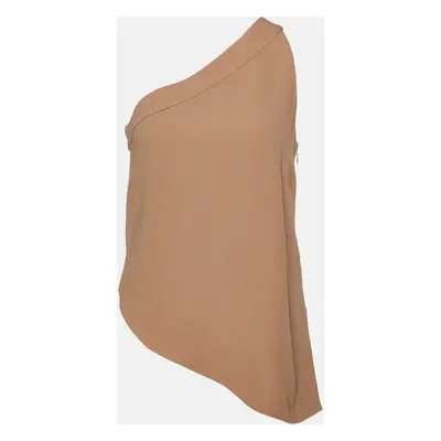 Emporio Armani Beige Crepe One Shoulder Top