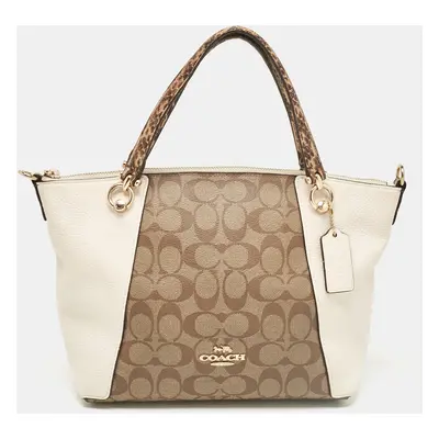 Coach Beige Coated Canvas Leather Satchel