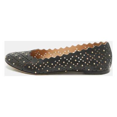 Chloe Black Studded Leather Round Toe Flat Ballet Flats Size