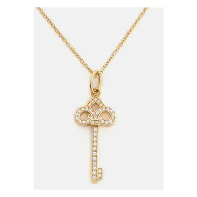 Tiffany & Co. Fleur de Lis Key Diamond 18k Gold Necklace