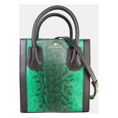 Charriol Green Leather Tote Exotic Skin Handbag