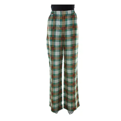 Alberta Ferretti Multicolor Plaid Silk High Waist Trousers