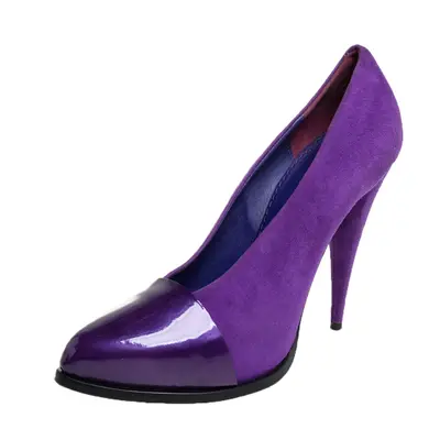 Givenchy Purple Suede And Patent Leather Cap Toe Pumps Size