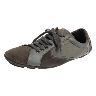 Ermenegildo Zegna Grey Leather And Suede Low Top Sneakers Size