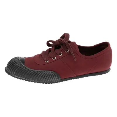 Prada Burgundy Canvas Cap Toe Sneakers Size 37.5