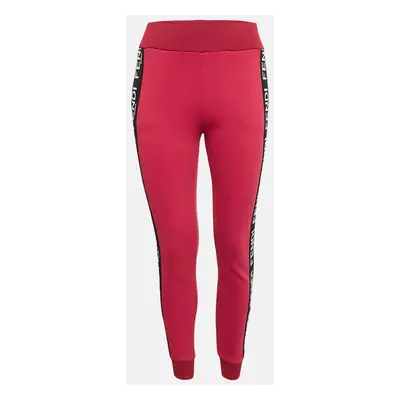 Fendi Pink Cotton Knit Logo Band Detail Track Pants