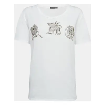 Alexander McQueen White Embellished Cotton T-Shirt