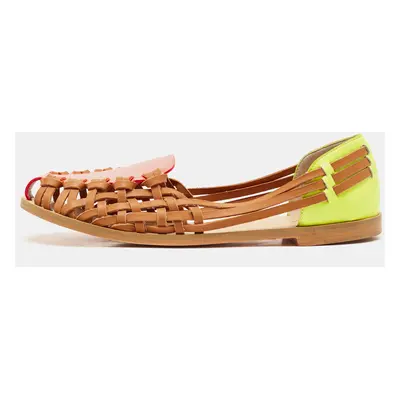 Sophia Webster Multicolor Woven Leather and Patent Loafers Size