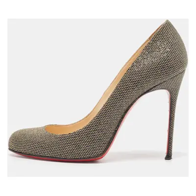 Christian Louboutin Metallic Lurex Fabric Fifi Round Toe Pumps Size