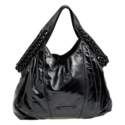 Michael Kors Black Patent Leather Chain Hobo