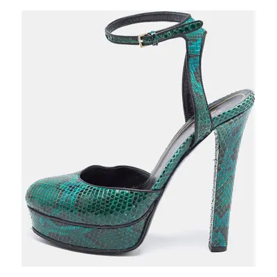 Gucci Green Python Leather Huston Pumps Size 36.5