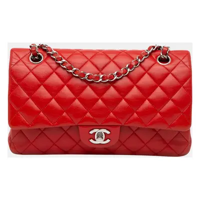 Chanel Red Medium Classic Lambskin Double Flap