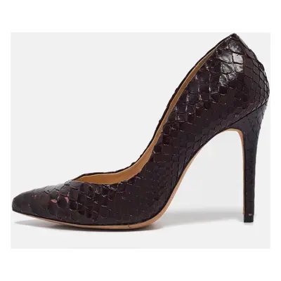 Alexandre Birman Dark Burgundy Python Pointed Toe Pumps Size