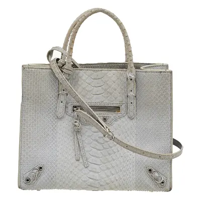 Balenciaga Light Grey Python Leather Papier A6 Tote