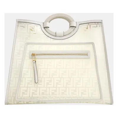 Fendi White Zucca Canvas Runaway Large Bag