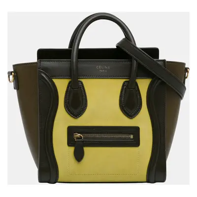 Celine Multicolour Nano Tricolor Nubuck and Calfskin Luggage Tote