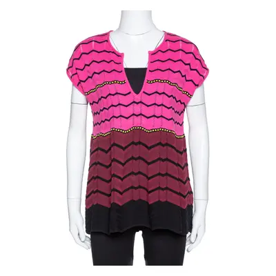 M Missoni Pink Zig Zag Knit Flared Top