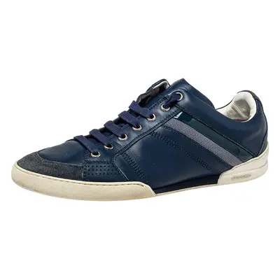 Dior Blue Leather And Suede Low Top Sneakers Size 39.5