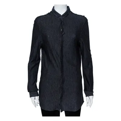 Emporio Armani Black Striped Knit Long Sleeve Shirt