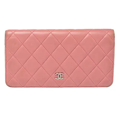 Chanel Pink Quilted Leather Yen Continental Wallet