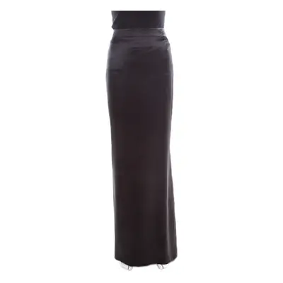 Roberto Cavalli Black Satin Maxi Skirt