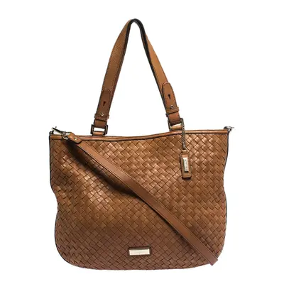 Cole Haan Brown Woven Leather Tote