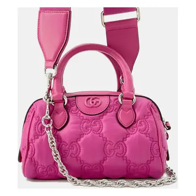 Gucci Pink GG Embossed Nylon and Leather Mini Shoulder Bag