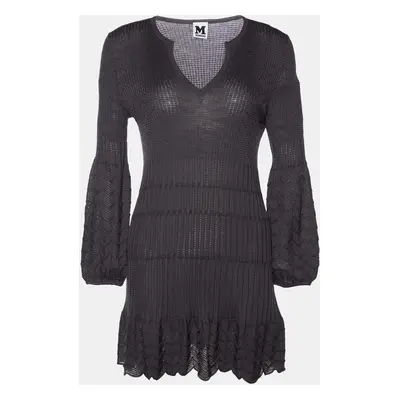 M Missoni Grey Patterned Wool Blend Knit Dress