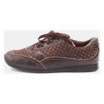 Louis Vuitton Monogram Fabric and Python Embossed Leather Low Top Sneakers Size