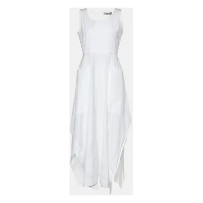 Sportmax White Cotton Sleeveless Midi Dress